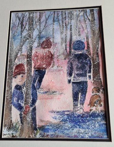 Christine M, Hide and Seek, watercolour, acrylic and Brusho.